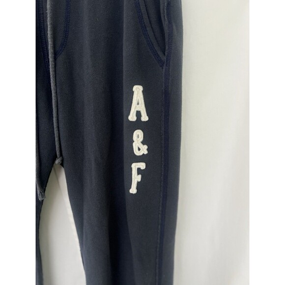 Y2K Abercrombie & Fitch Navy Blue Embroidered Joggers Sweatpants Drawstring S - Picture 2 of 9
